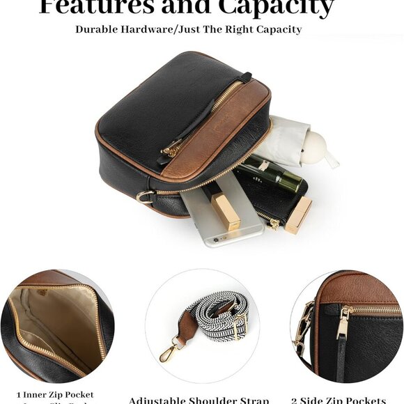 Small Vegan Leather Crossbody Bag with Multiple Pockets for Women - Picture 6 of 7